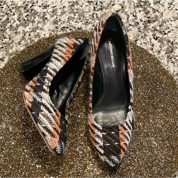 Antonio Melani Women's Tweed Tapestry Multi Color 3.25" Heels Shoes Pumps Sz 6 - Picture 2 of 5